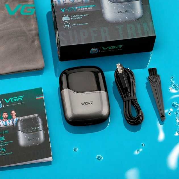 Электробритва VGR V-379Gray шейвер с двойным лезвиям IPX6 USB-зарядка
