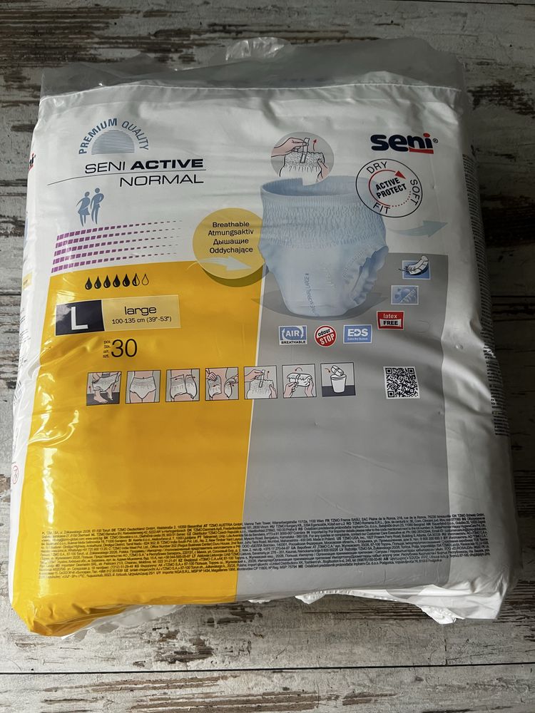 SENI ACTIVE NORMAL - pieluchomajtki, rozmiar L, 100 - 135 cm, 30 sztuk