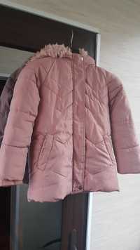 Зимний пуховик 6-7 лет, пальто, демисезон, курточка, пудра