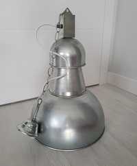Duża lampa industrialna wisząca sufitowa metalowa srebrna do salonu ja