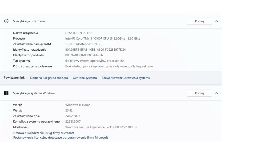 Komputer stacjonarny do gier z kartą Radeon RX6500XT