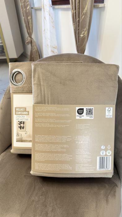 Nowe zaslony na przelotkach bezowe kremowe welurowe welwetowe smukee