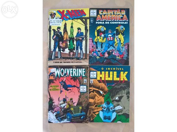 4 Livros, hulk, x-men, capitão america, wolverine