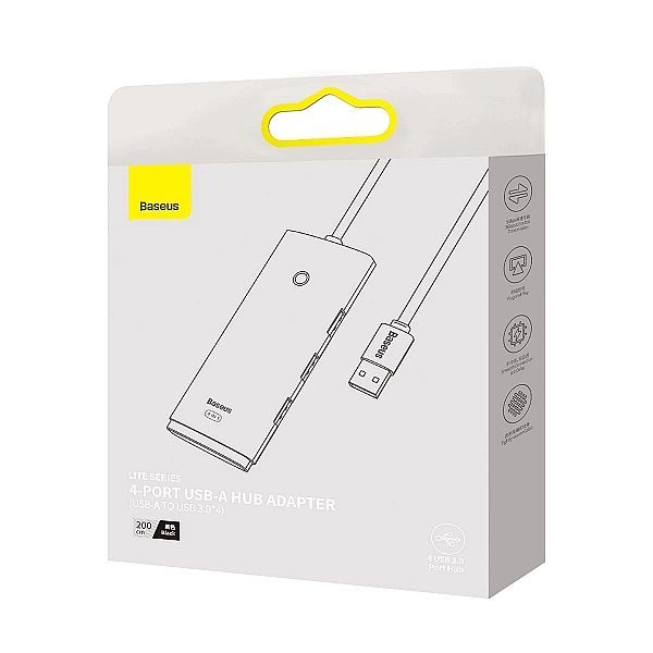 Baseus Lite Series Hub 4-Portowy (usb-a do 4xUSB-A 3.0) 2m czarny (wkq