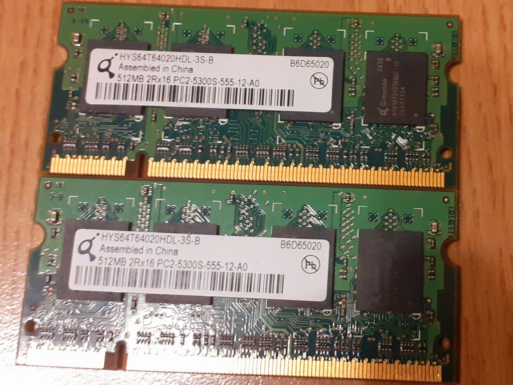 RAM laptopowy 2GB + 2× 512MB