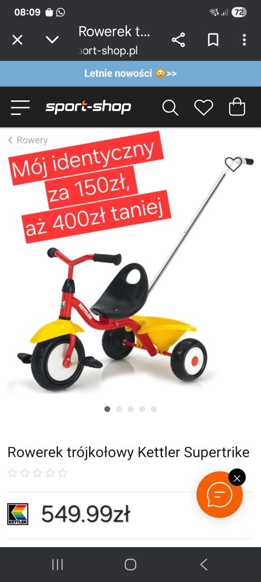 Rowerek KETTLER 3 kołowy dziecięcy trójkołowy dla dziecka trzykołowy