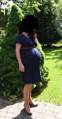 Granatowa sukienka ciążowa, karmienie Happymum xs