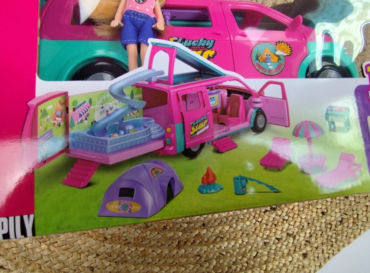 Lalka nowa jak Barbie z samochodem kamper kamperem z akcesoriami