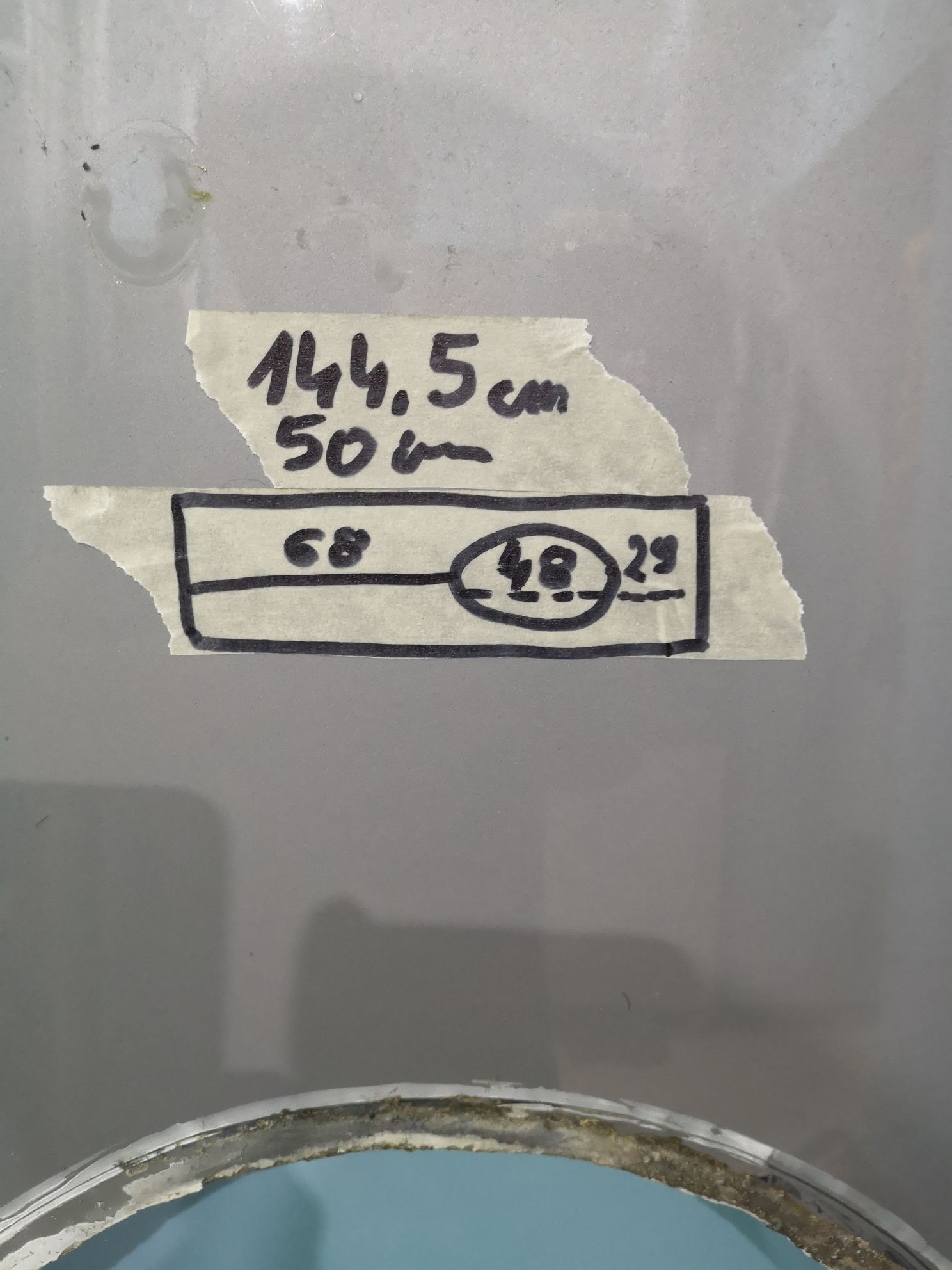 Blat łazienki z otworem długość 144,5x50x3