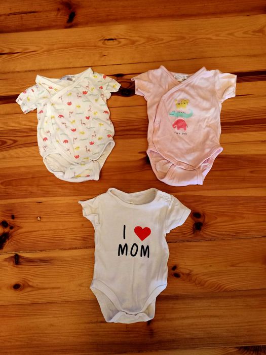 11 szt. Letnie ubranka r.56 (body, spodenki, rampers)