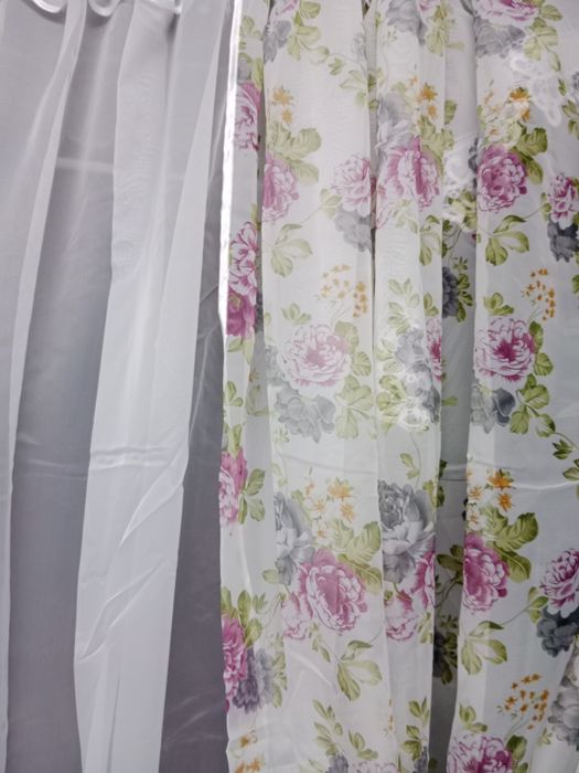 Zasłony i firana komplet Lila peonie 400x160cm