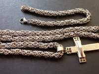Srebrny łańcuszek,złoty łańcuszek,łańcuszek z krzyżem plus bransoletka