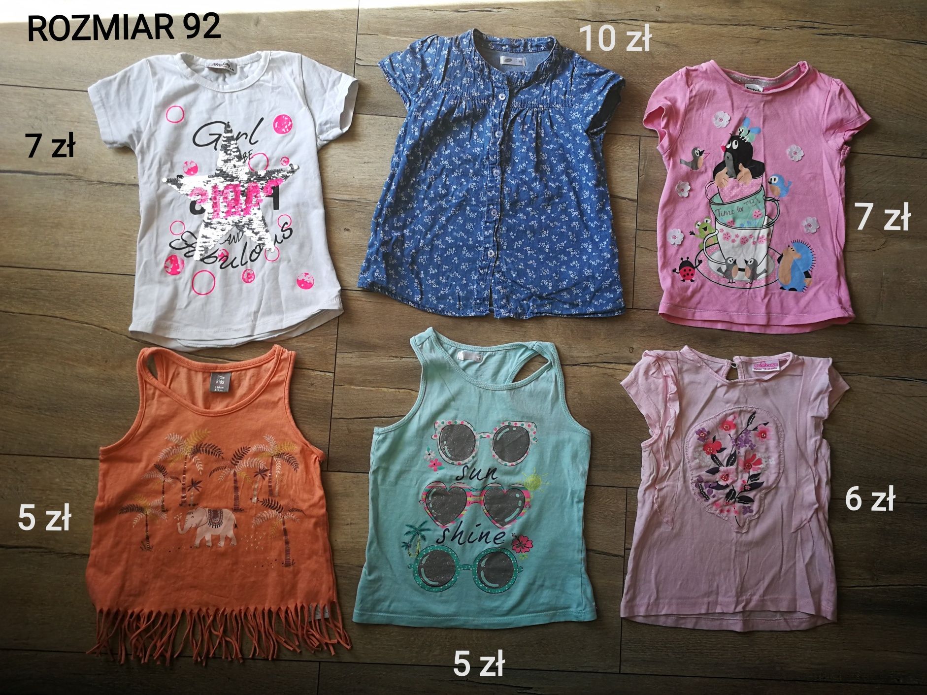 7 sztuk tshirtów r.92