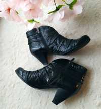 Botki buty Solo Femme skóra naturalna ciemnozielony czarny 38  wygodne