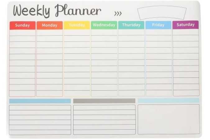 Tablica harmonogramu tygodniowego Weekly planner