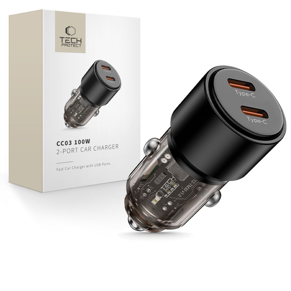 Tech-Protect Cc03 2-Port Car Charger Pd 100W Black