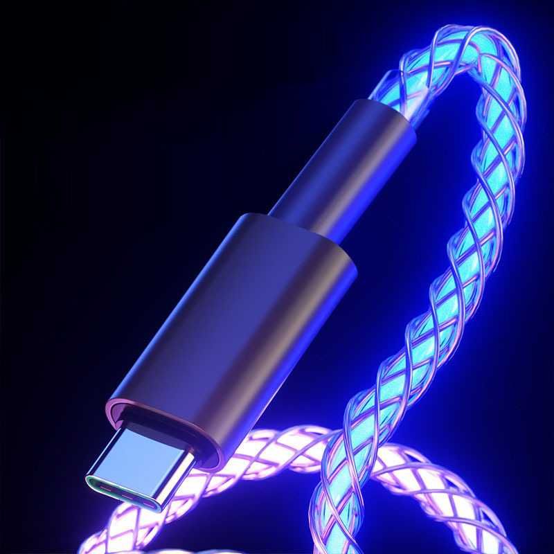 Kabel Ładowania PD typ-C do typu C 6A 100W MAX RGB LED