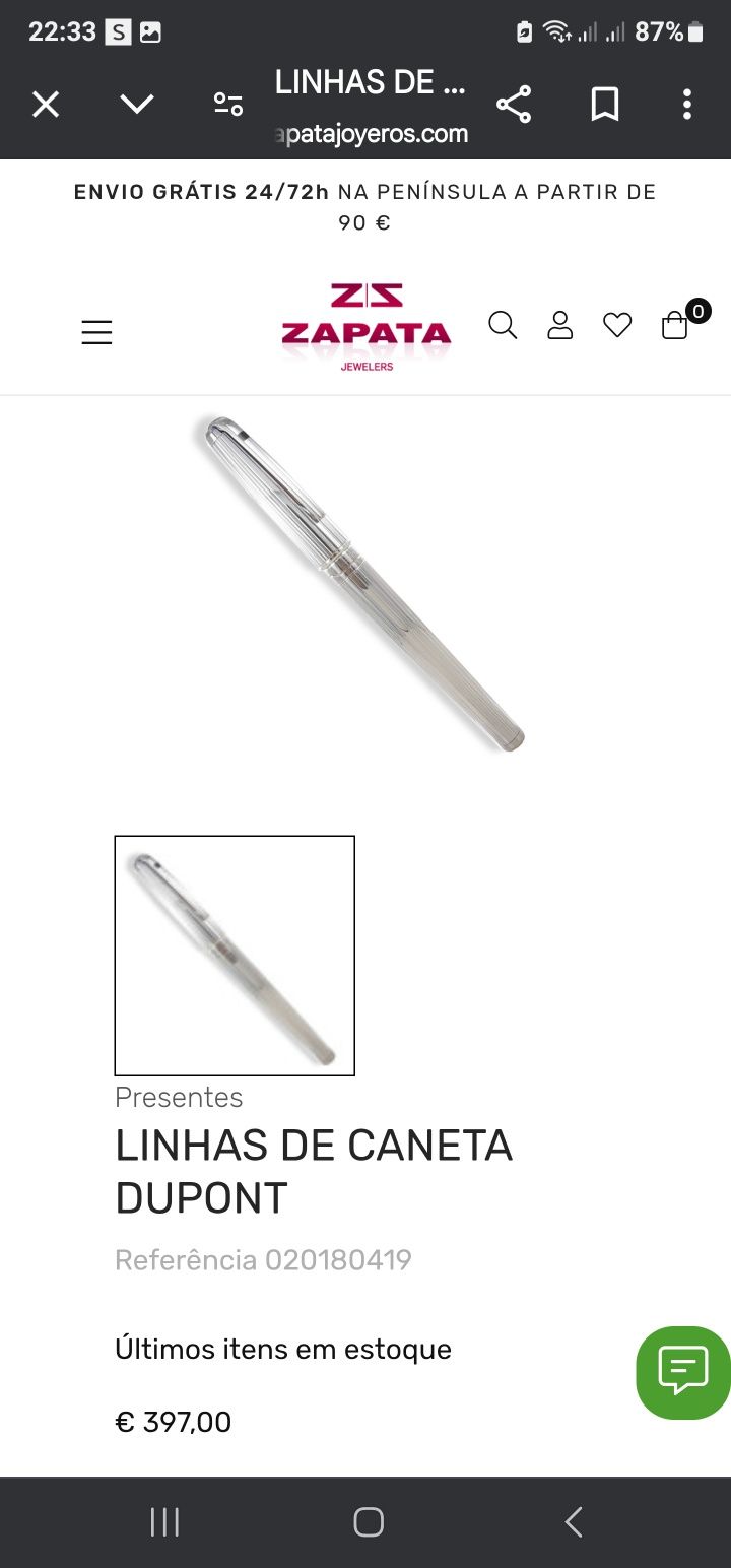 Dupont Fidelio rollerball na caixa