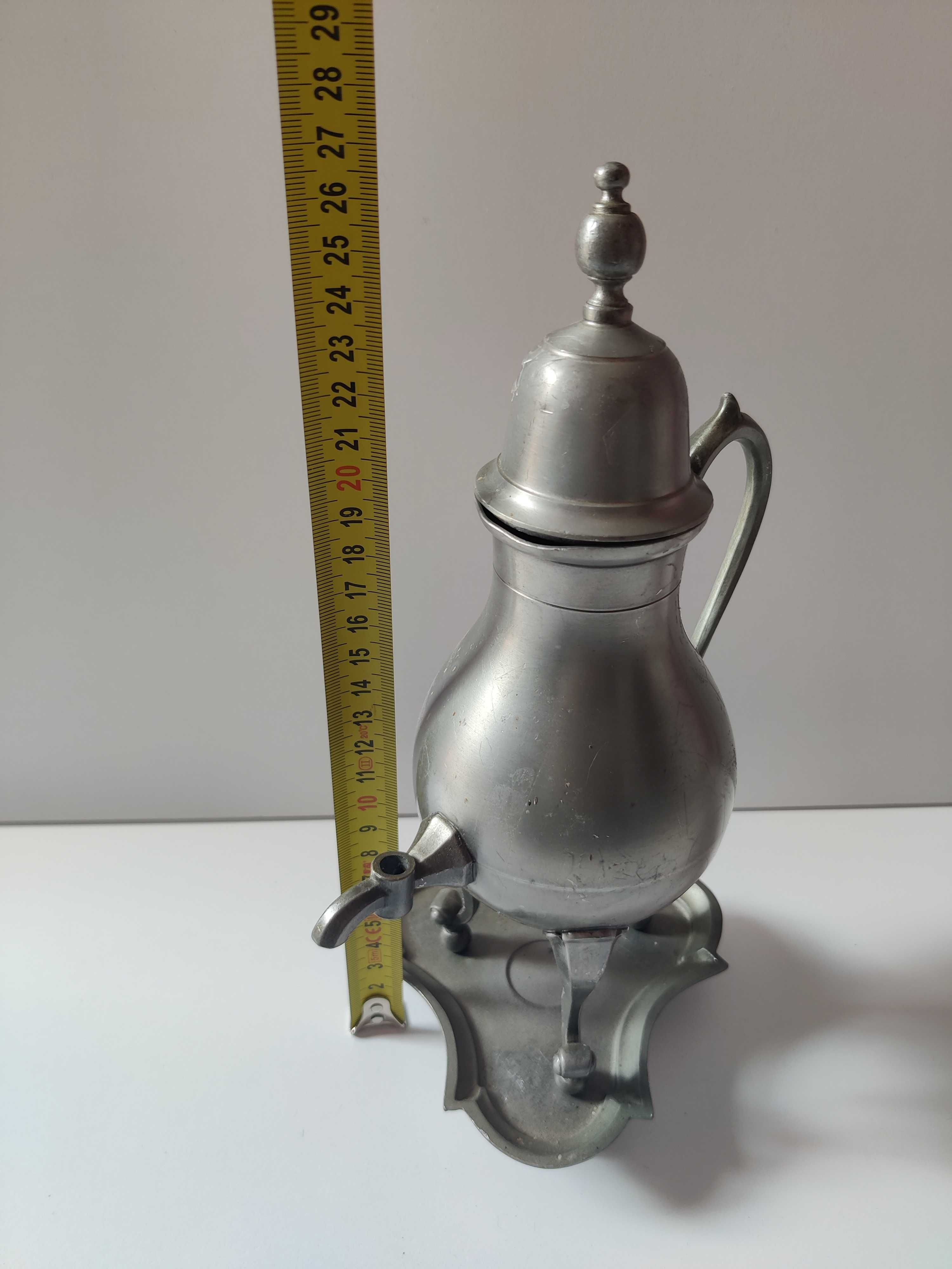 Samowar z cyny / czajnik cynowy z podstawką / wys ok 27 cm