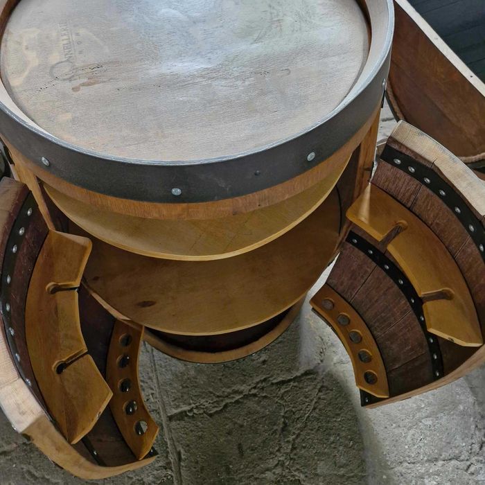 NOWY Dębowy barek na alkohol, z beczki po whisky, oświetlenie LED