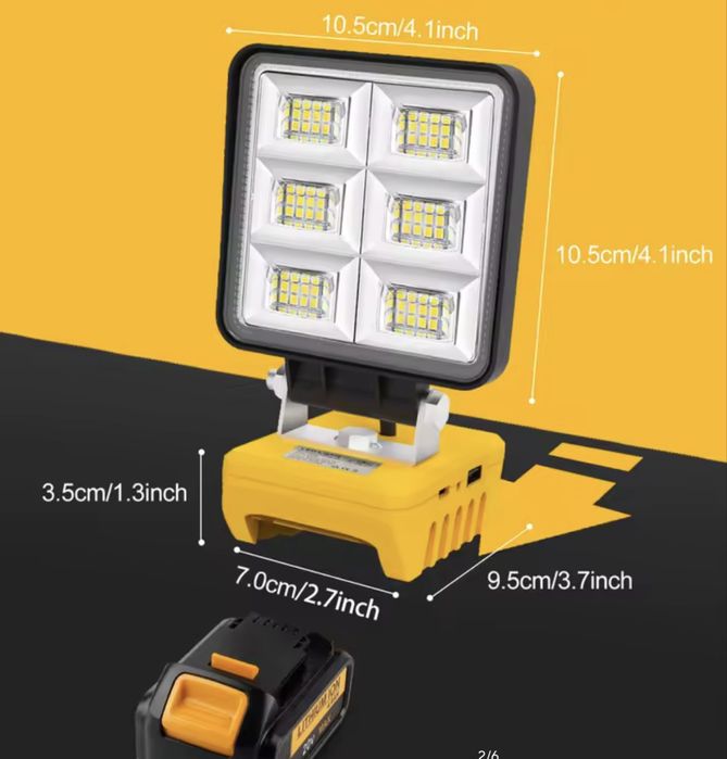 Прожектор лампа освещения павербанк на dewalt акуму новий якісний ліхт
