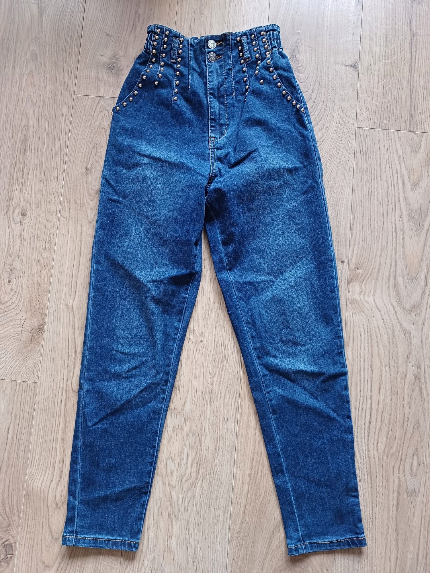 Spodnie jeans damskie z wysokim stanem S