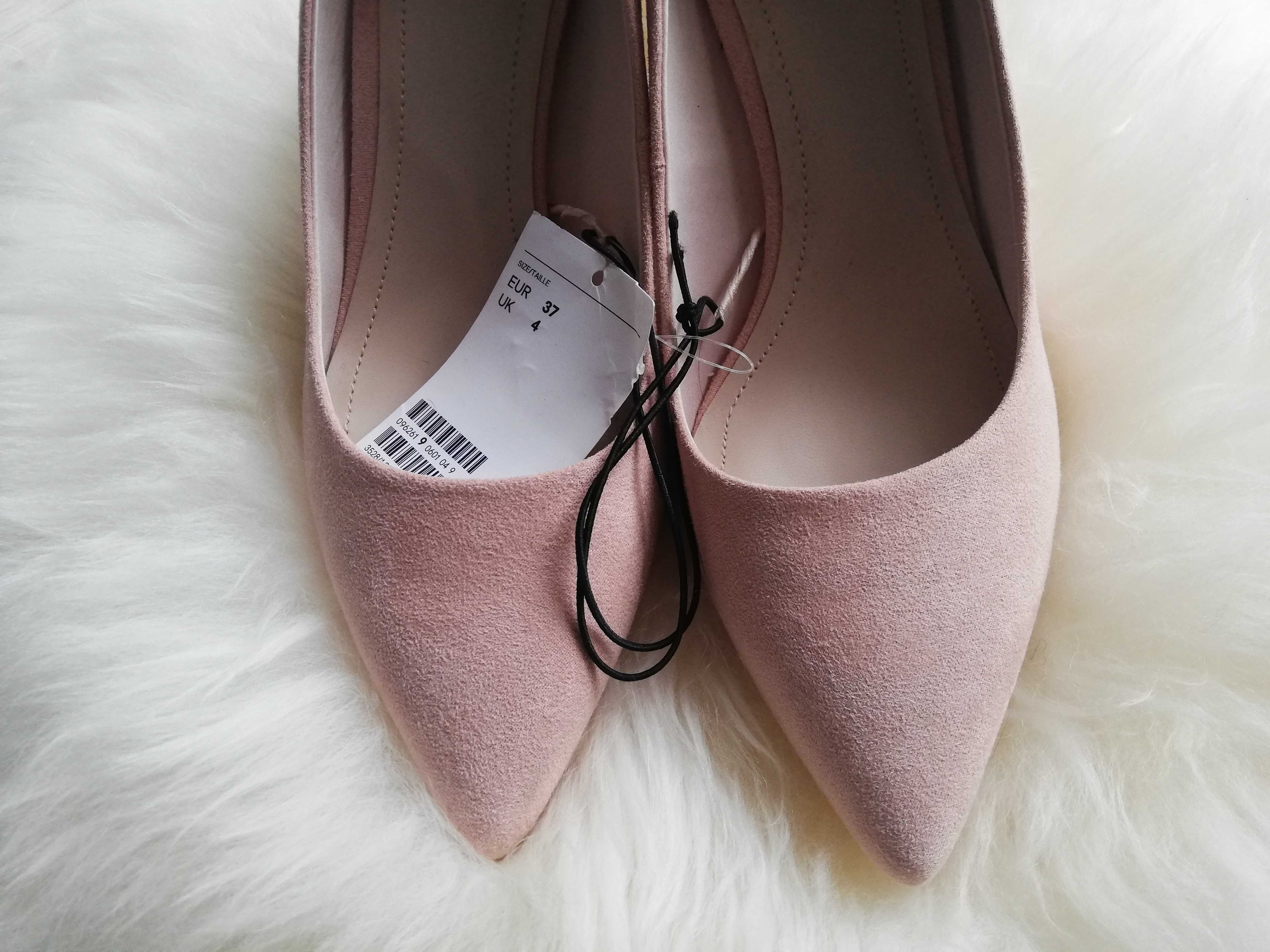 Sapatos salto alto "stiletto" camurça rosa T.37 H&M