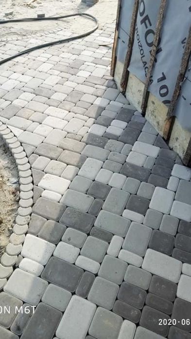 Плитка старый город, кирпич. Бордюр тротуарный