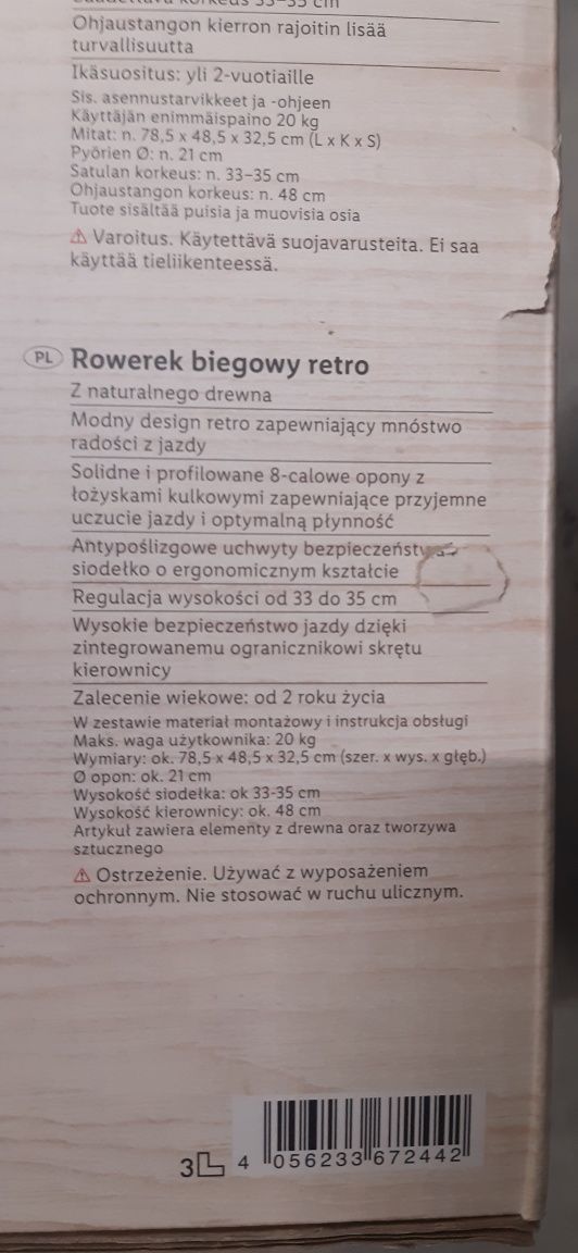 Rowerek biegowy drewniany Playtive