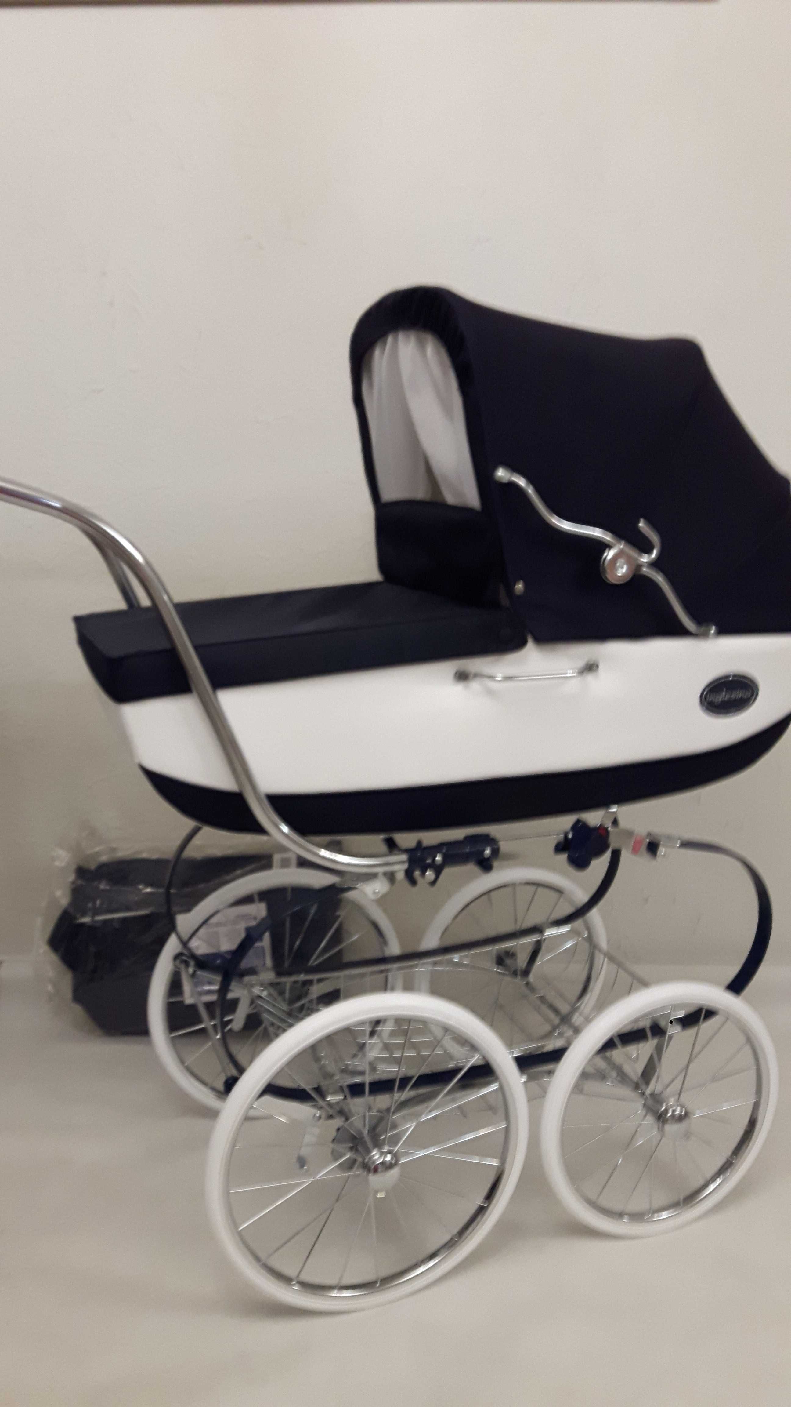 Nowy wózek z torbą Inglesina Classica Jacqard BIANCO BLUE Retro.OKAZJA