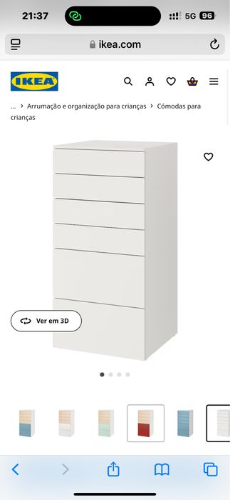 Cómoda c/6 gavetas, branco/branco, 60x57x123 cm