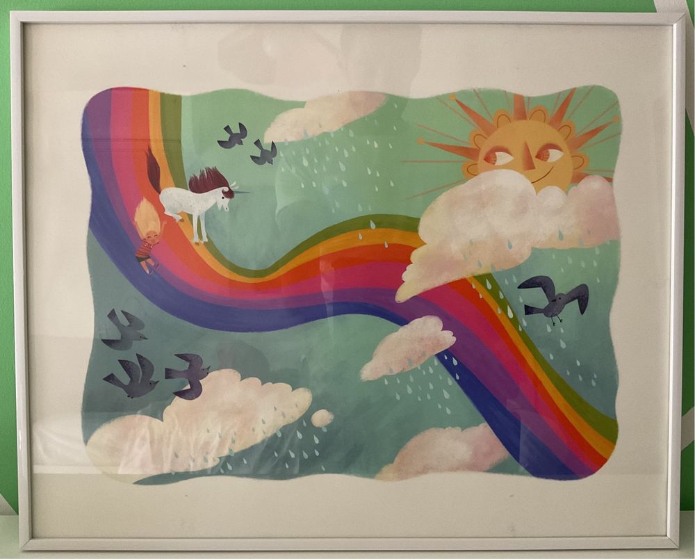 Quadro Infantil (Uni the Unicorn - Sliding Down Rainbows) - 50x40