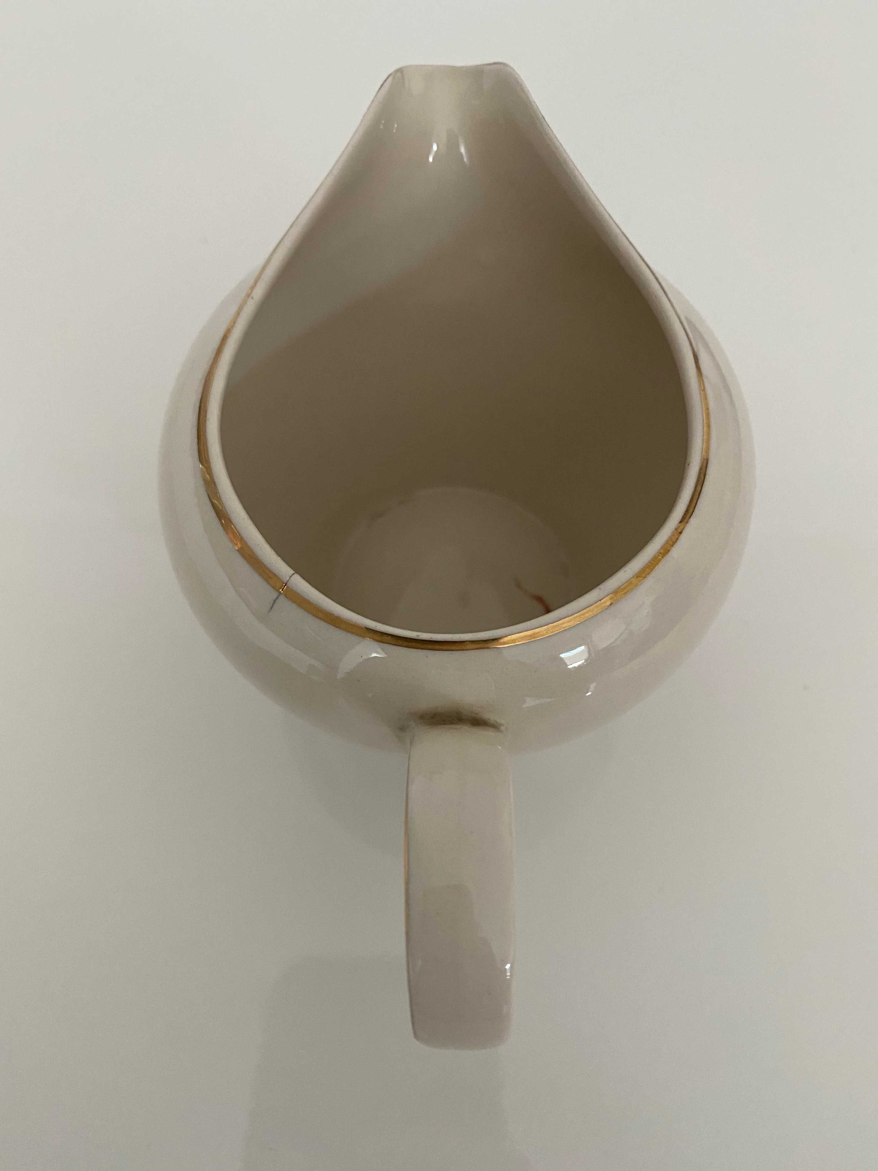 Chocież mlecznik ecru vintage kwiaty polskie porcelana