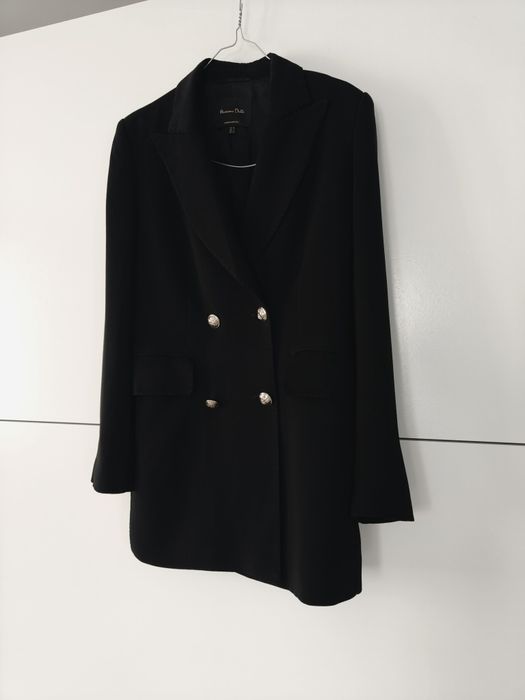 Marynarka Massimo dutti 34 XS czarna dwurzędowa wiskozowa złote guziki