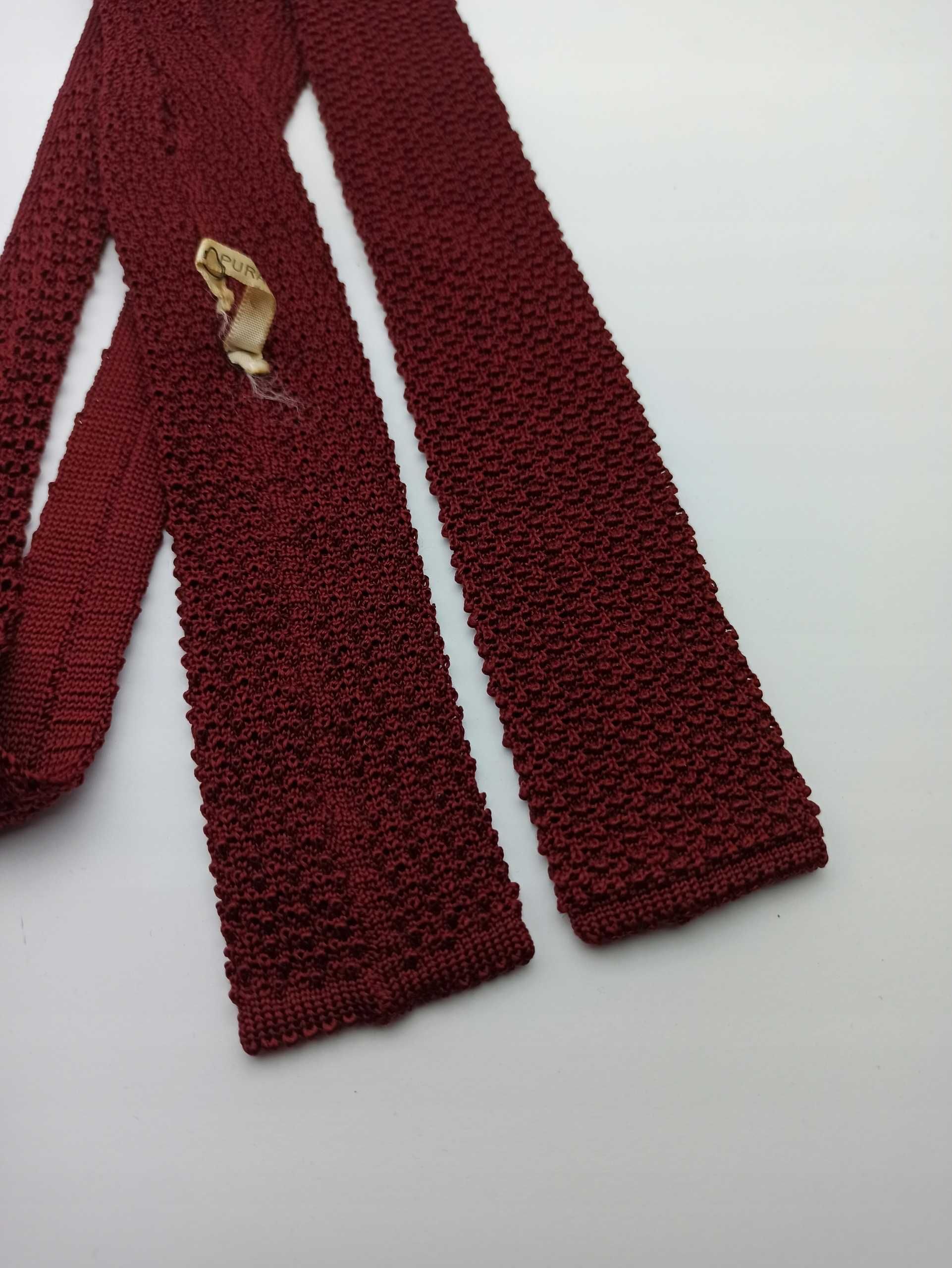 Fumagalli czerwony jedwabny krawat knit dziergany kn18
