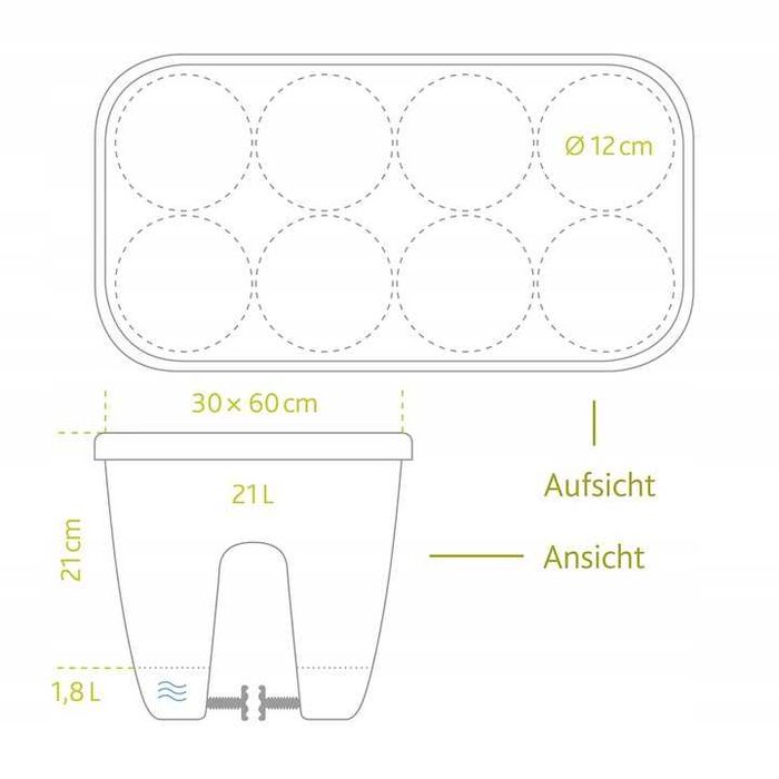 donica balustradowa na balkon Emsa Aqua Plus 60x30x26cm 21L