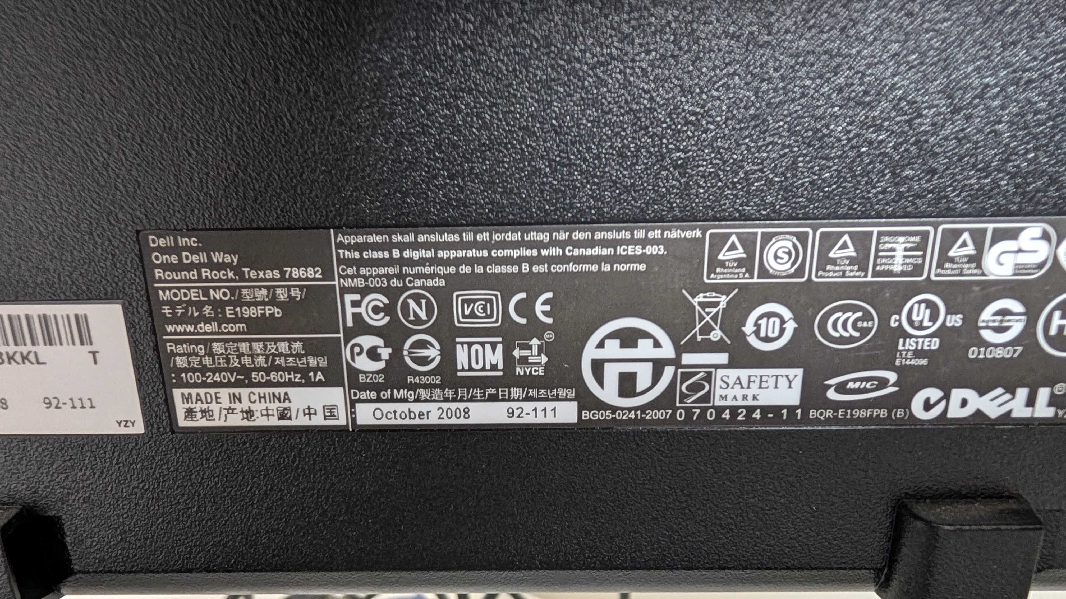 Monitor komputerowy LCD 19" DELL E198FPb