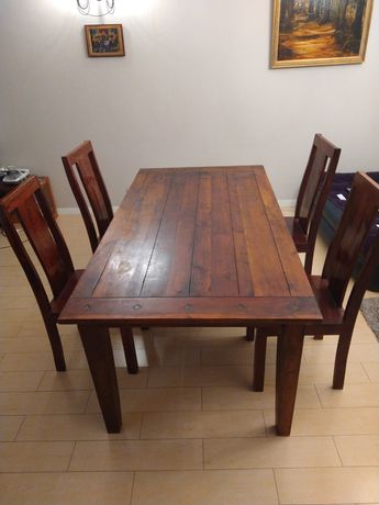 Stół drewniany palisander + 4 krzesła