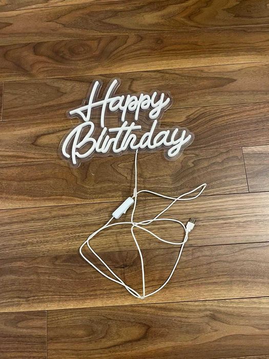 Neonowy napis "Happy Birthday", LED-owa plastikowa podświetlana litery