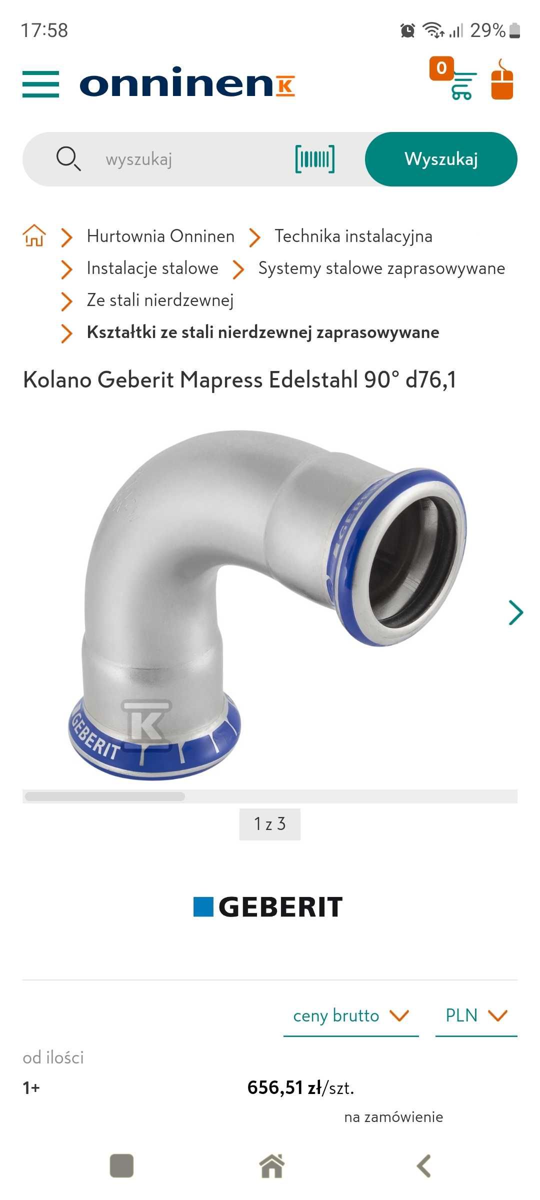 Geberit mapress inox 76.1.   10 sztuk