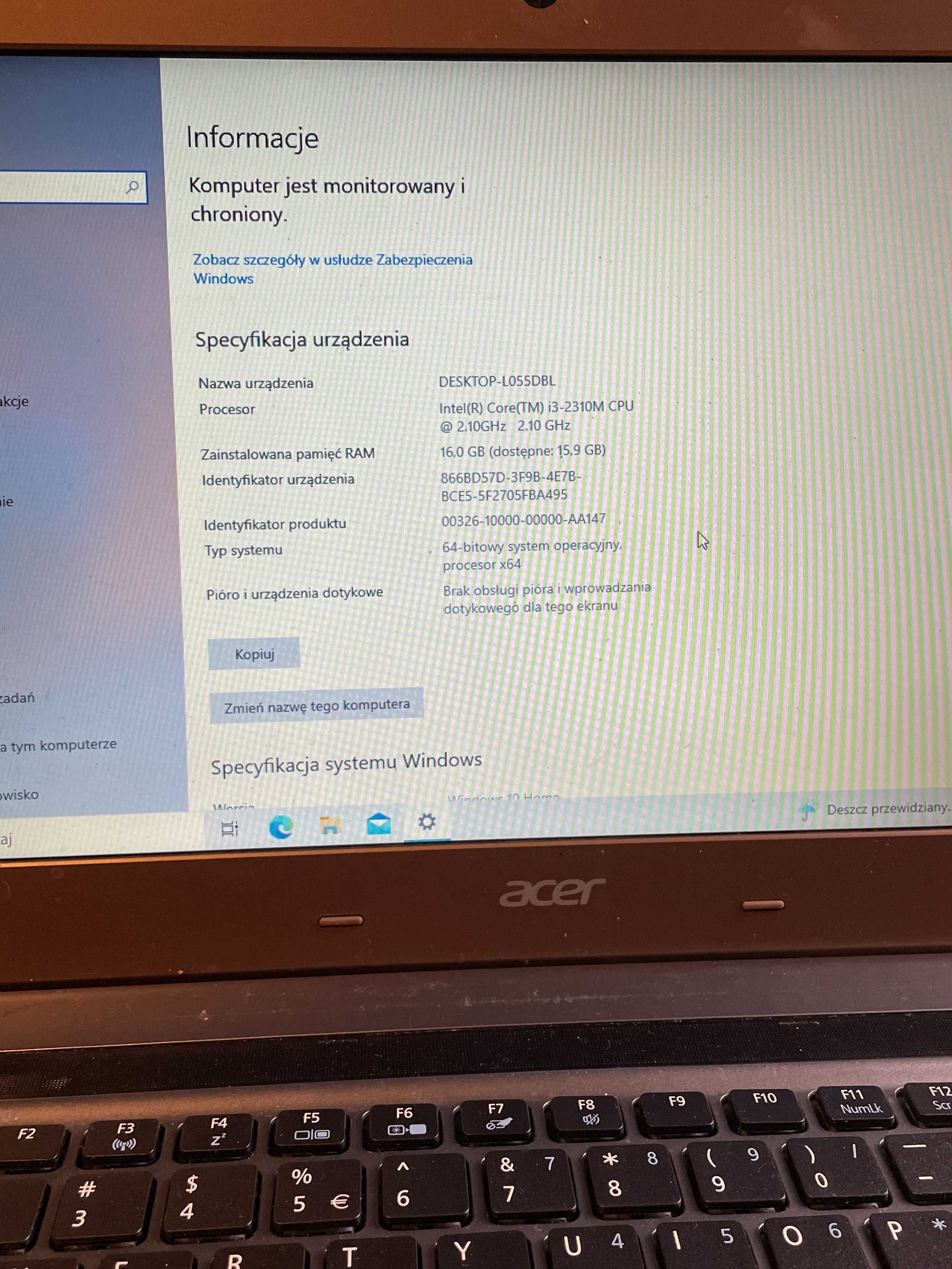 Laptop Acer Aspire 4755 / 16GB / SSD / nVidia Win10