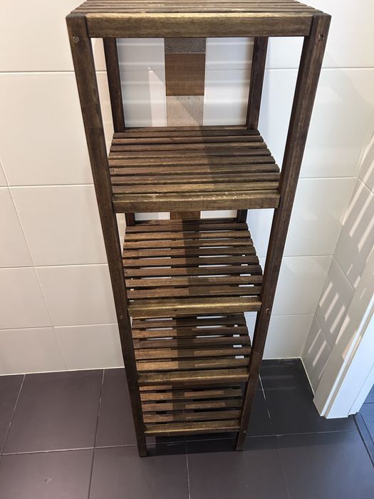 Estante movel alto madeira ripas 6 prateleiras iKEA