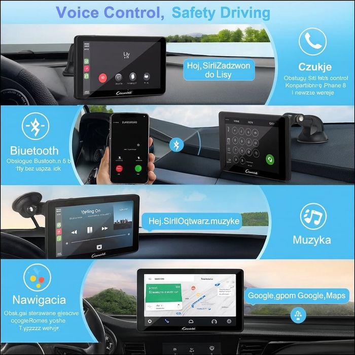 Carpuride Bezprzewodowe radio samochodowe Carplay  Android