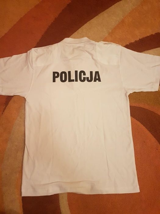 Koszulka krótki rękaw kol. biały z pagonami"POLO Policja"