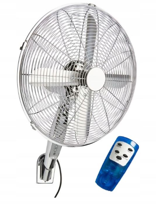 Wentylator ścienny z pilotem 40cm chromowany