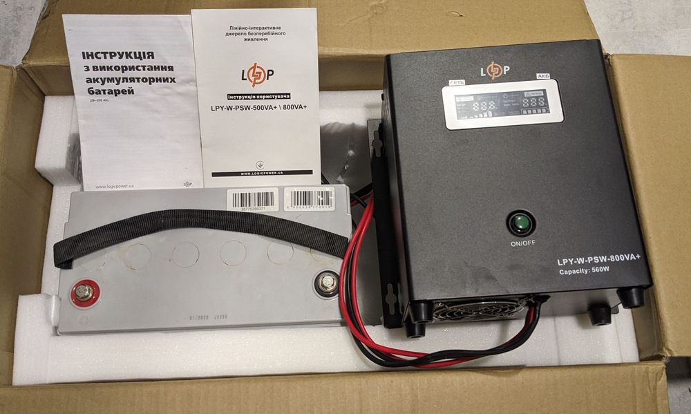 Logic Power УПС 560Вт с правильной синусоидой + АКБ 12В 100Ач гелевый