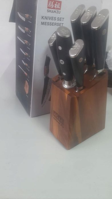 Shan Zu Zestaw Noży Kuchennych 7-Częściowy Stal Damast G10 Gyo Series