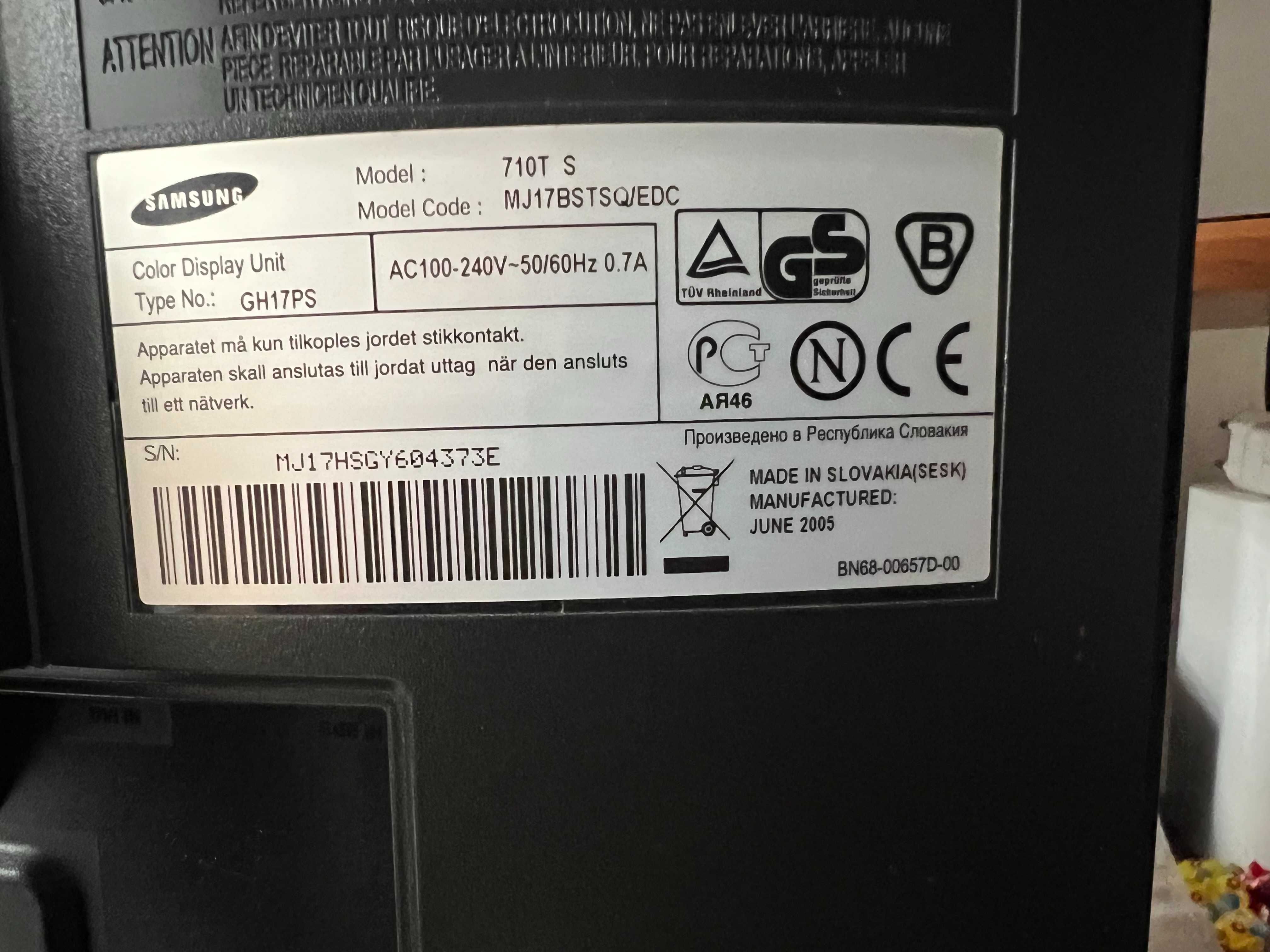 Монітор Samsung SyncMaster 17"