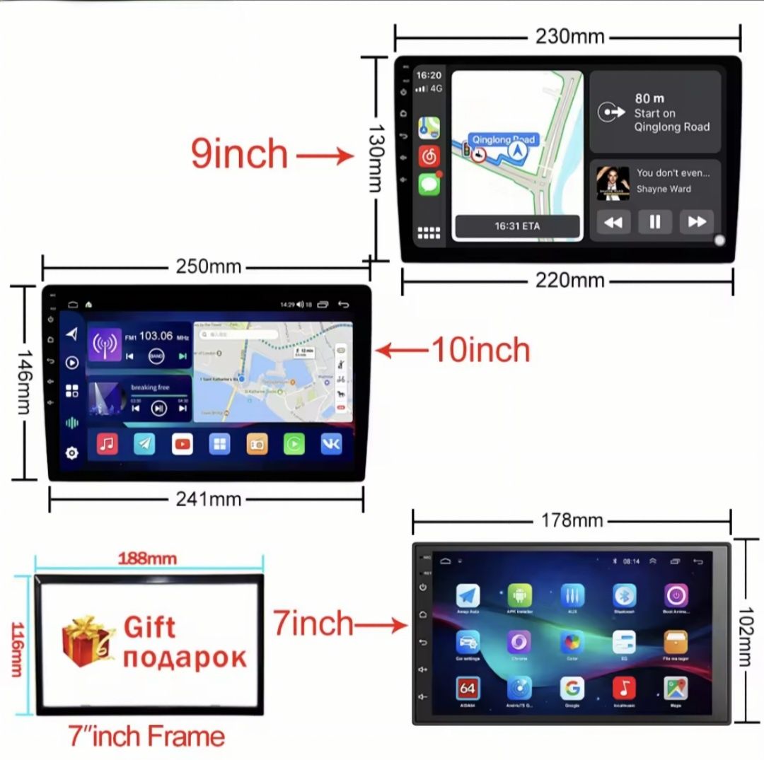 Універсальна автомагнітола 2din Android 13 2/32gb магнітофон