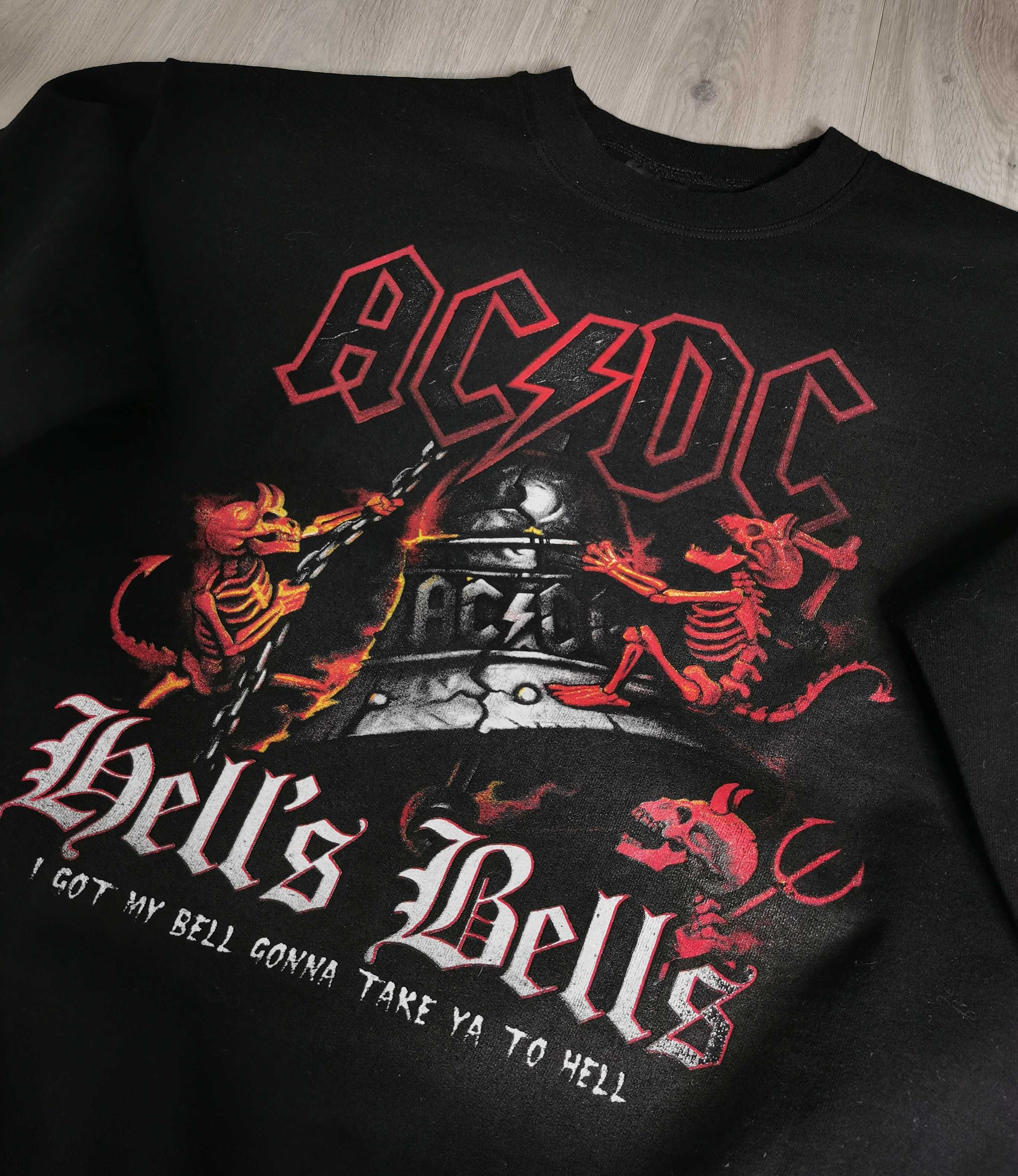 Bluza bluzka ACDC hells bells Brian Johnson big print unisex rozmiar S